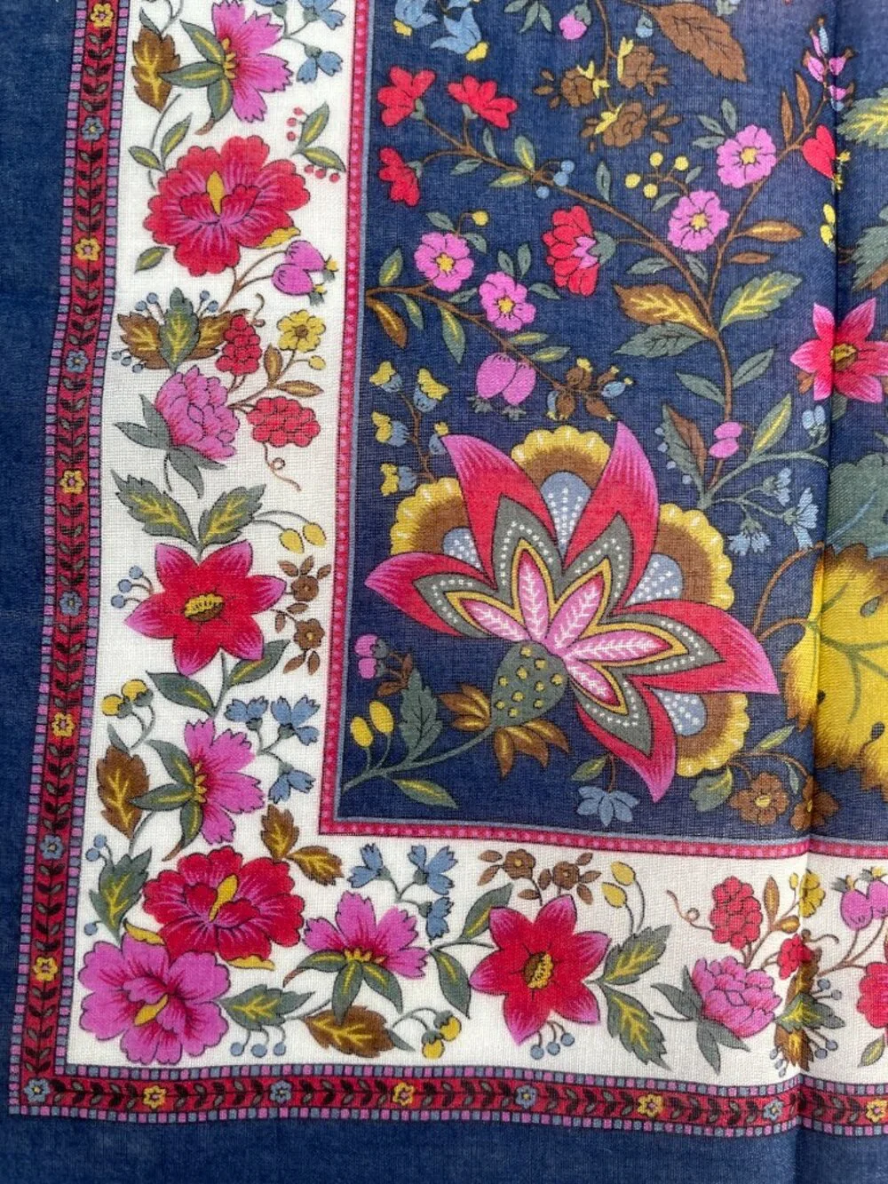 Vintage Yves Saint Laurent Floral Cotton Scarf